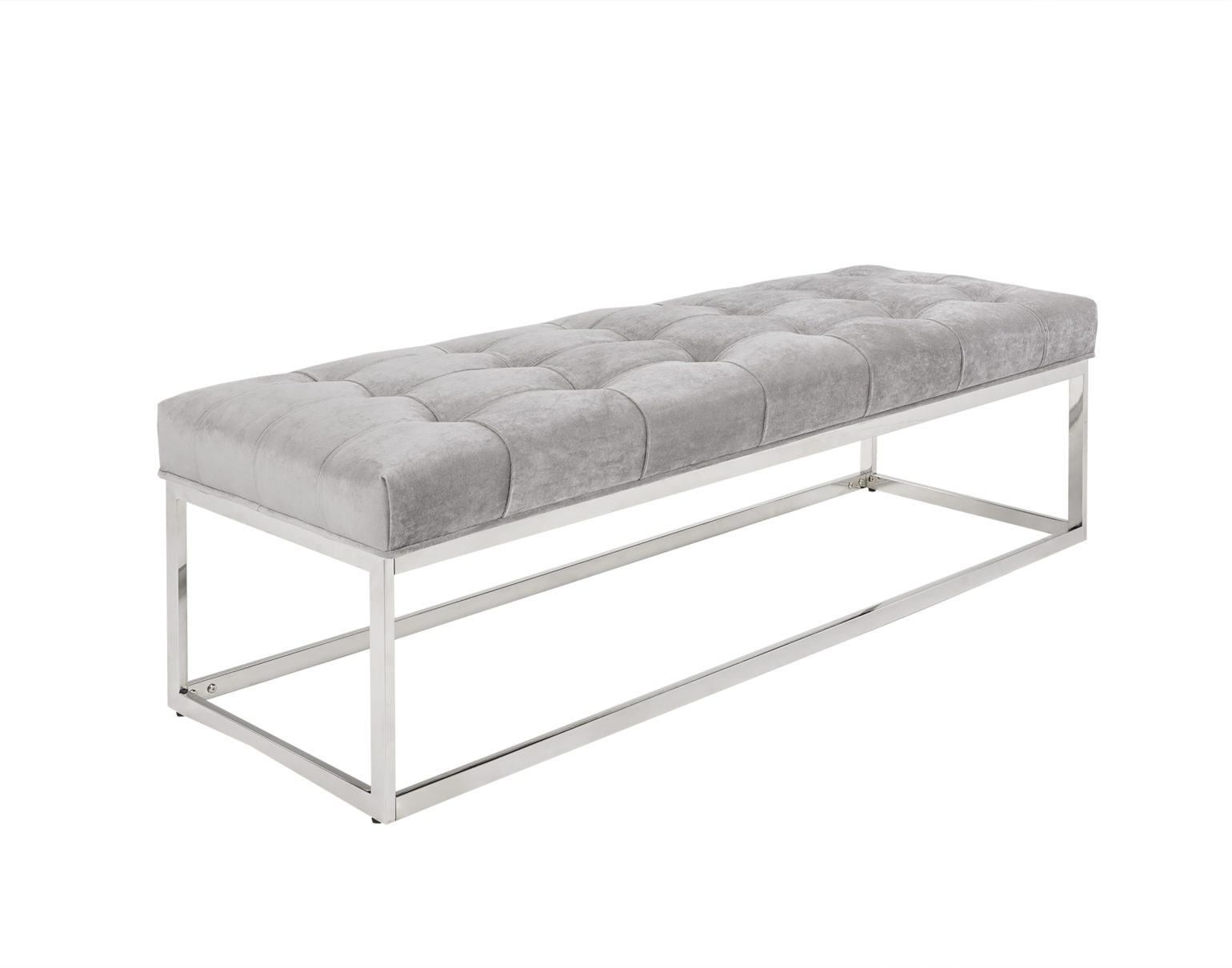 Modern Large Tufted Grey Velvet Bench Arrow Furniture   Churchill Bench 3 4 Grey VelvetCC Flip 1540x1210 