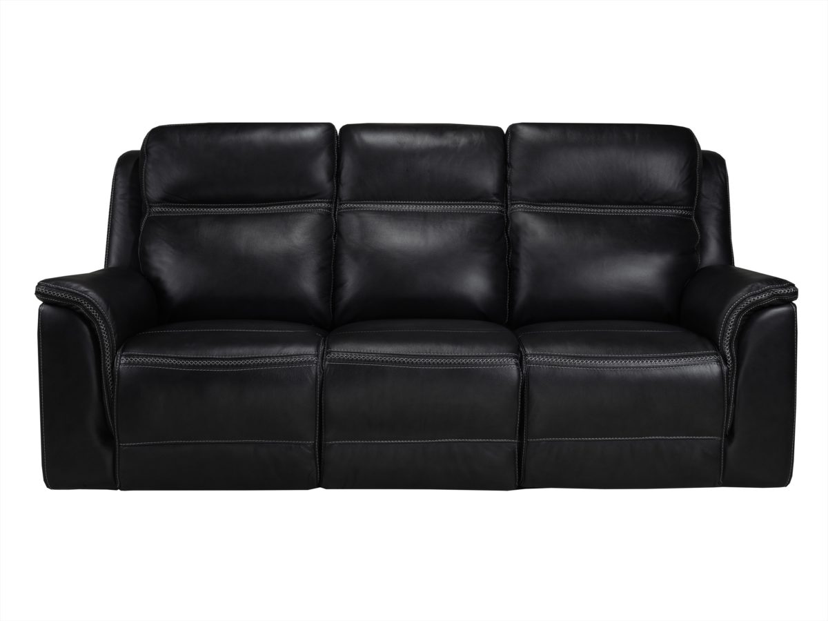 Contemporary Black Leather Match Dual Power Reclining Living Room ...