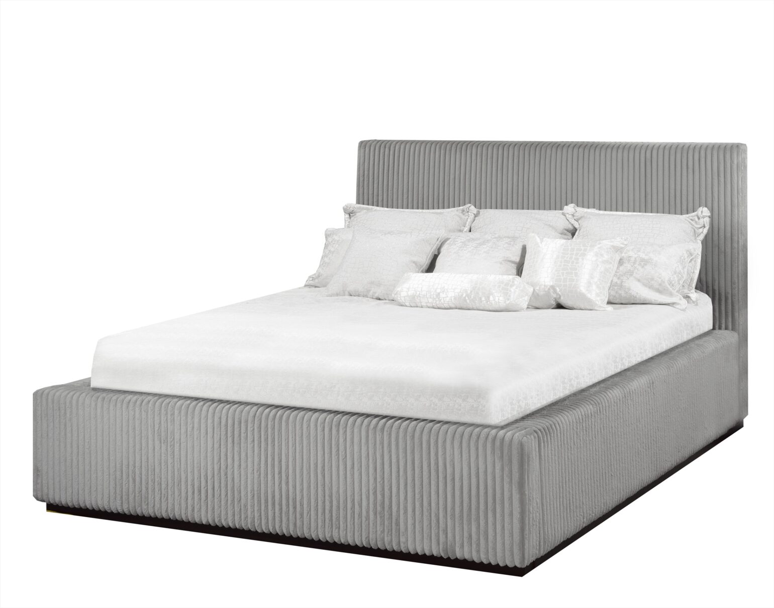 Contemporary Grey Corduroy Platform Bed - Arrow Furniture