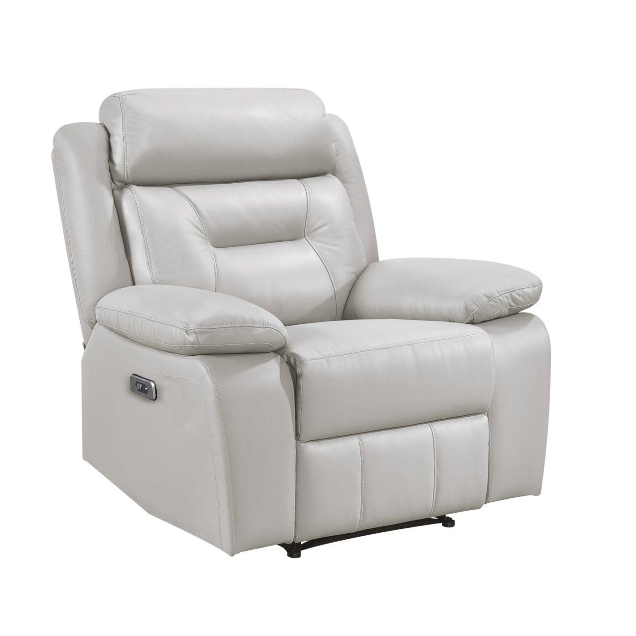 Contemporary Silver Leather Match Dual Power Reclining Living Room - Image 7