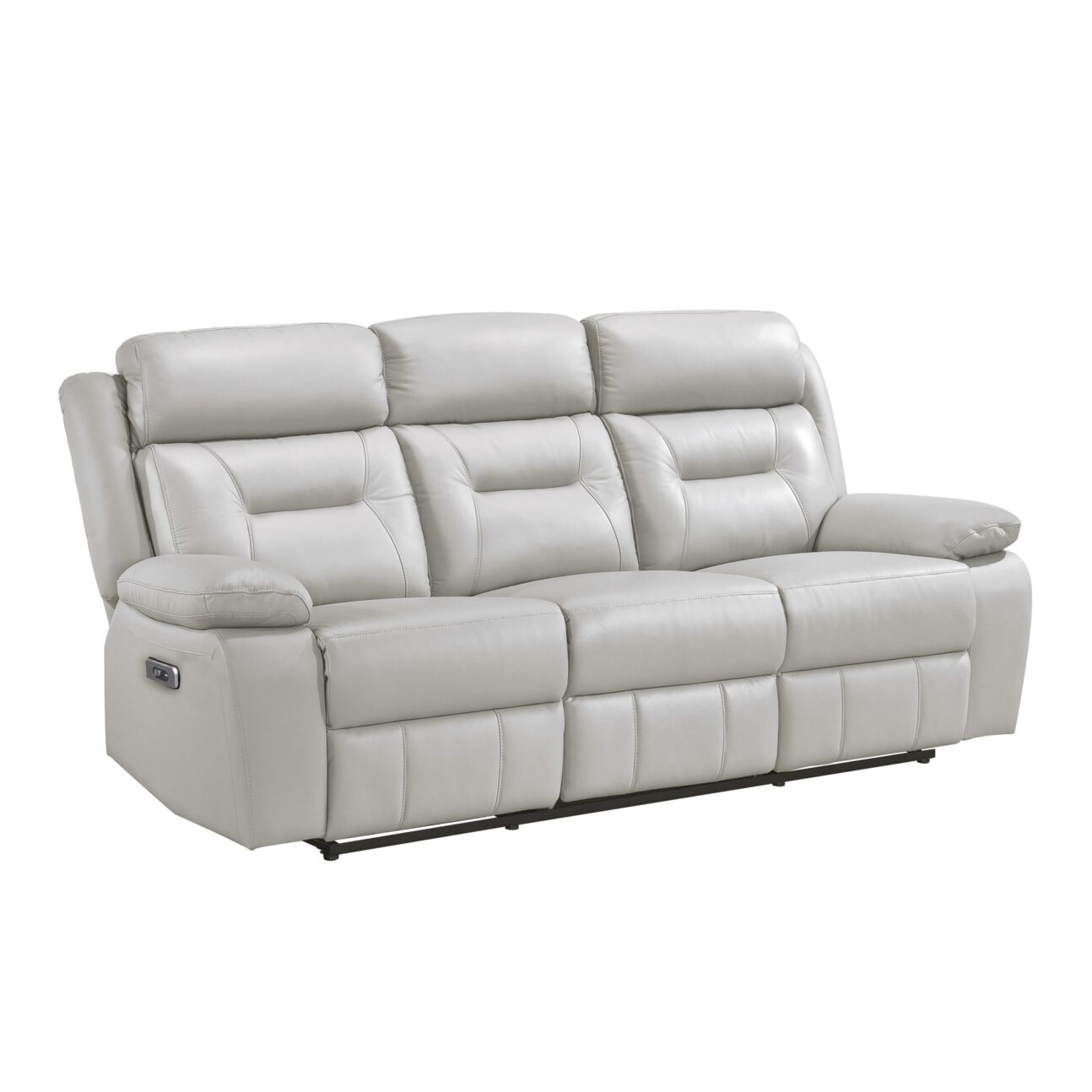 Contemporary Silver Leather Match Dual Power Reclining Living Room - Image 2