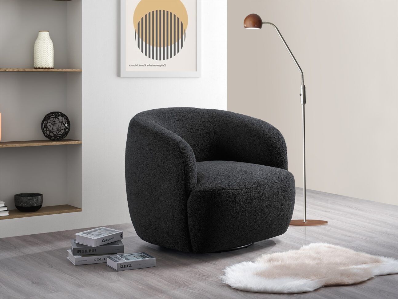 Contemporary Black Swivel Accent Chair - Image 2